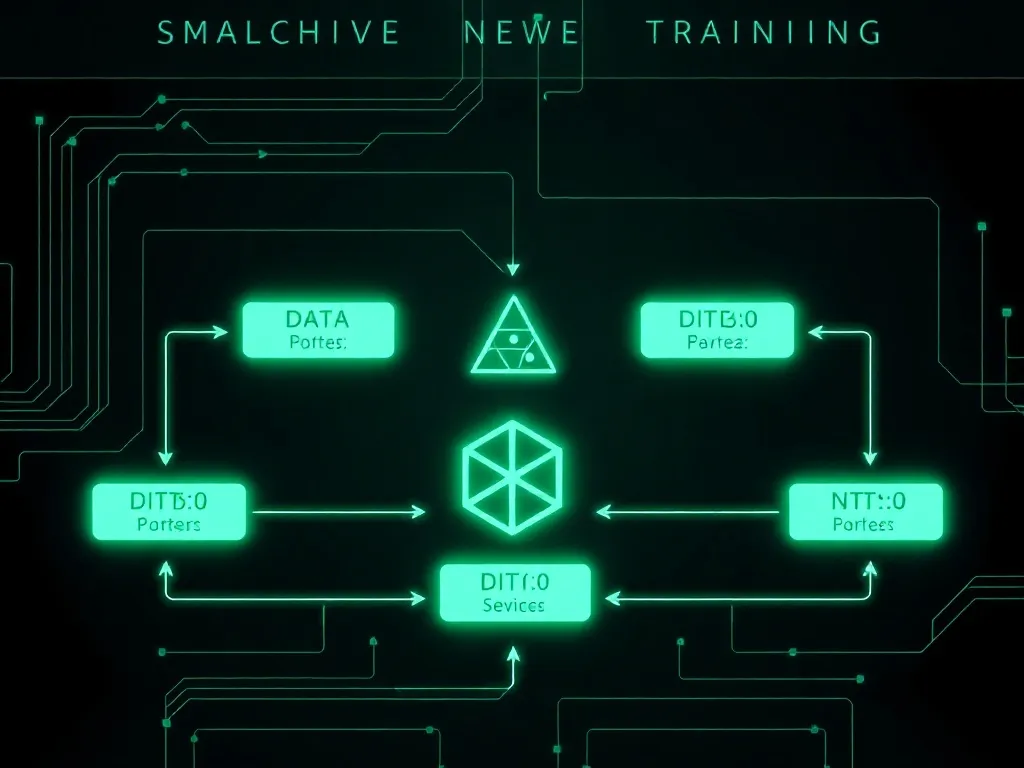 A technical schematic visualization of a machine learning tr