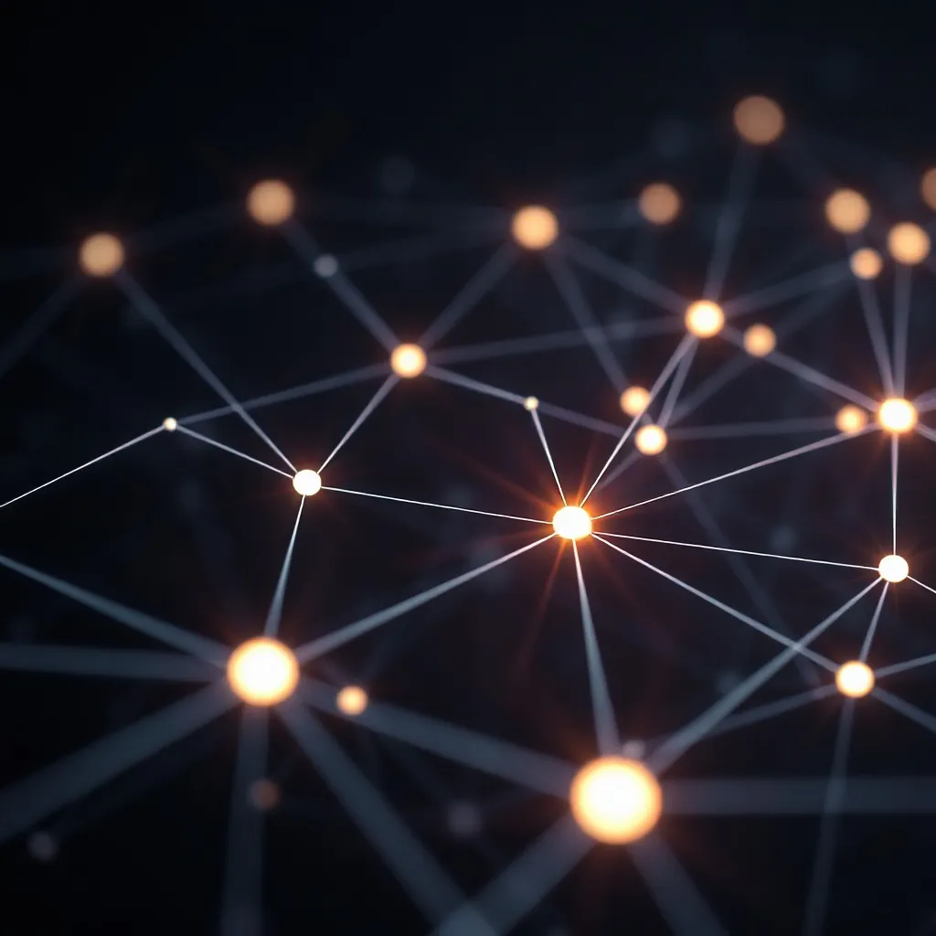 Abstract digital network visualization with glowing lines an